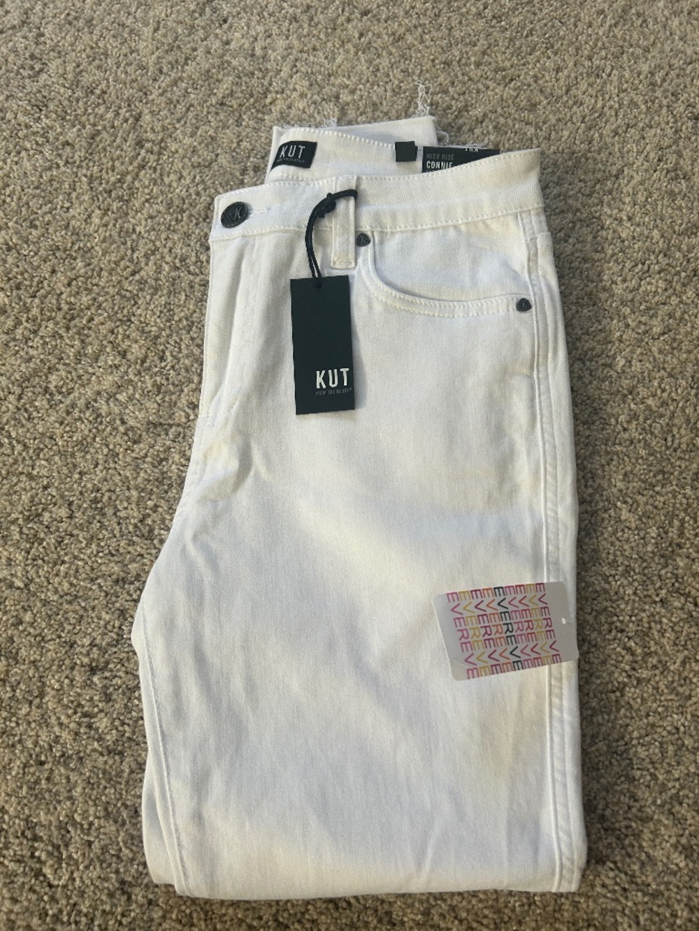 KUT from the Kloth High Rise Connie Jeans in Optic White
